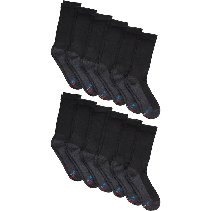 Hanes Mens XTemp Active Cool Crew Socks 12Pack