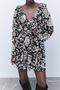 Ruffled Collar Floral Print Mini Dress