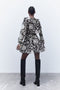 Ruffled Collar Floral Print Mini Dress