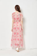 The Floral Crew Neck Ruffle Maxi Dress