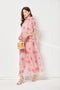 The Floral Crew Neck Ruffle Maxi Dress