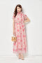 The Floral Crew Neck Ruffle Maxi Dress