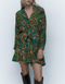 Ethnic Long Sleeve Mini Printed Single Breasted Dress