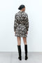 Belted Shirt Printed Mini Dress