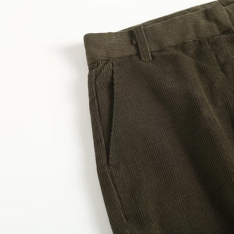 Straight Fine Corduroy Trousers Cigarette Pants