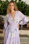 The Smocked Ruffle V-Neck Long Sleeve Tiered A-Line Dress