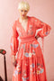 The Smocked Ruffle V-Neck Long Sleeve Tiered A-Line Dress