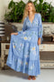 The Smocked Ruffle V-Neck Long Sleeve Tiered A-Line Dress