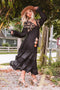 The Embroidered Fringe Ruffle Maxi Dress in Cotton