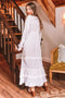 The Embroidered Fringe Ruffle Maxi Dress in Cotton