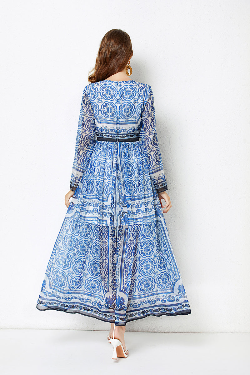 Summer Elegant Daily Long Sleeve A Line Maxi Dress