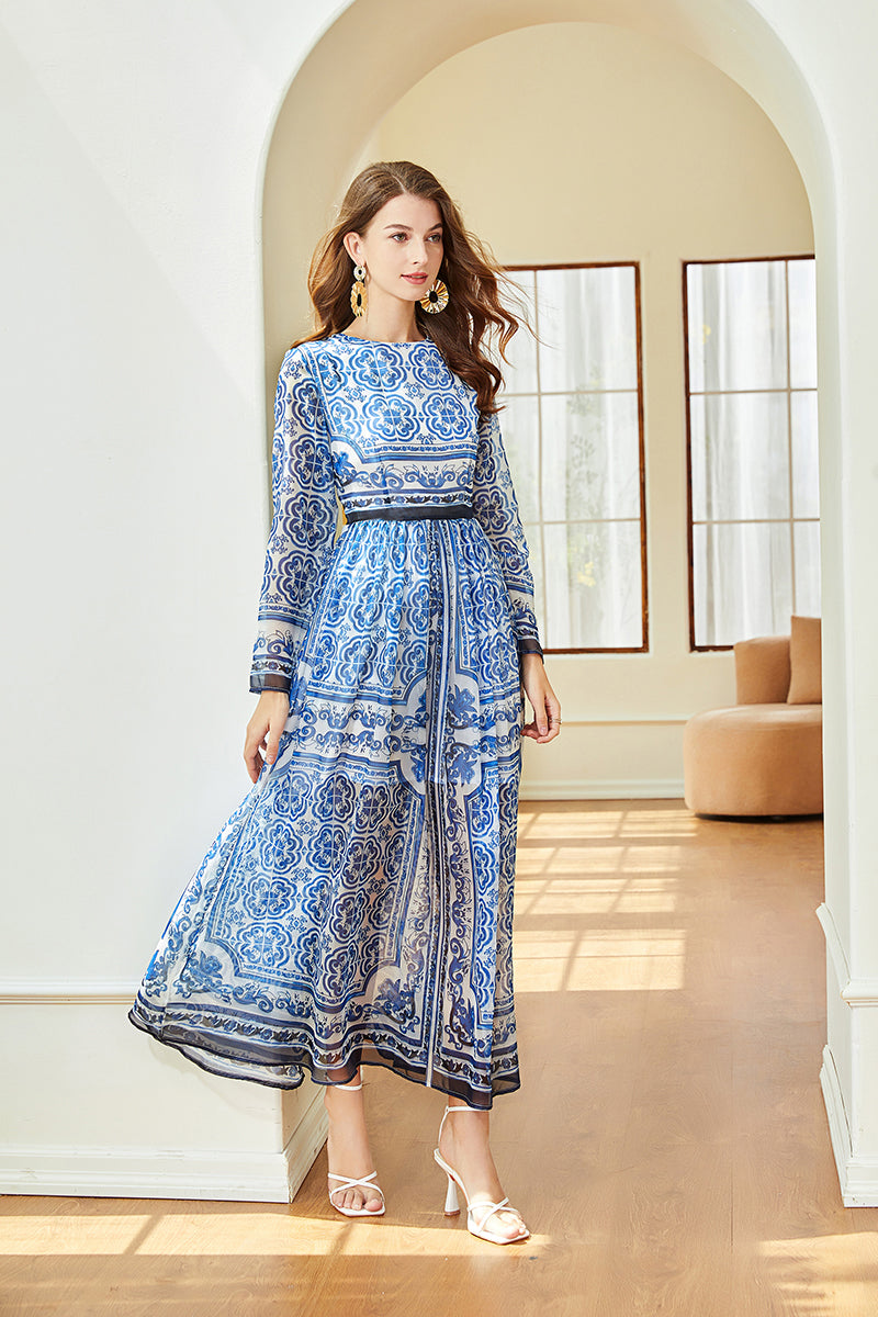Summer Elegant Daily Long Sleeve A Line Maxi Dress