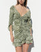 Spring Animal Print Pleated Mini Dress