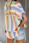 Striped Short Sleeve Button Top