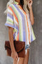Striped Short Sleeve Button Top