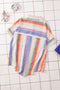Striped Short Sleeve Button Top
