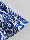 Draping Printed Waist Controlled Long Sleeve Mini Dress