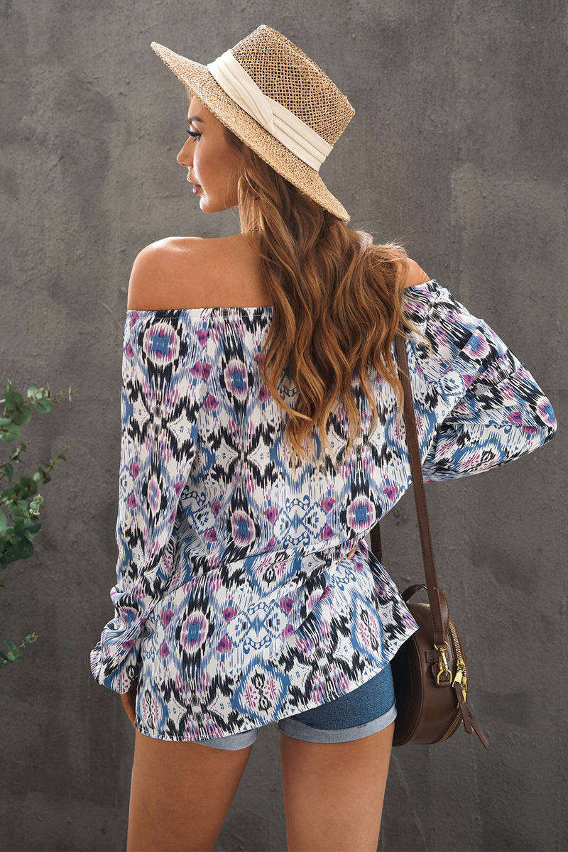 printed off shoulder top