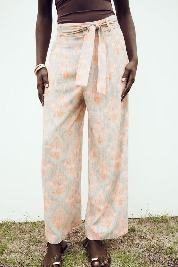 Trendy Loose Printed Vertical Wide Leg Trousers