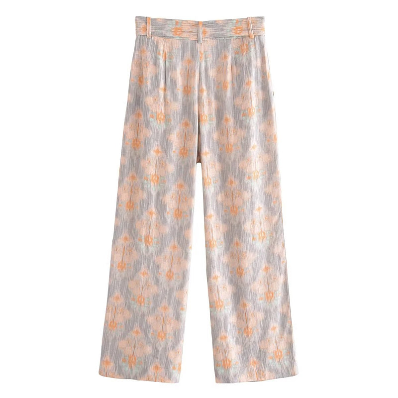 Trendy Loose Printed Vertical Wide Leg Trousers