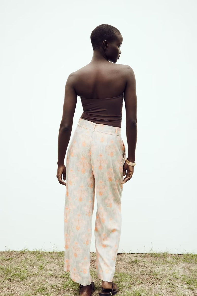 Trendy Loose Printed Vertical Wide Leg Trousers