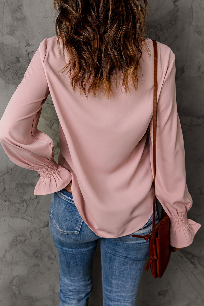 Solid Color Long Sleeved Round Neck Pullover Top