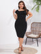 Plus Size Square Neck Ruffle Wrapped Hip Dress