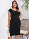 Plus Size Square Neck Ruffle Wrapped Hip Dress