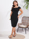 Plus Size Square Neck Ruffle Wrapped Hip Dress