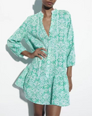 V neck Loose Casual A-Line Printed Mini Dress