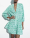 V neck Loose Casual A-Line Printed Mini Dress