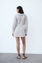 Fitted Waist Collar Striped Mini Dress