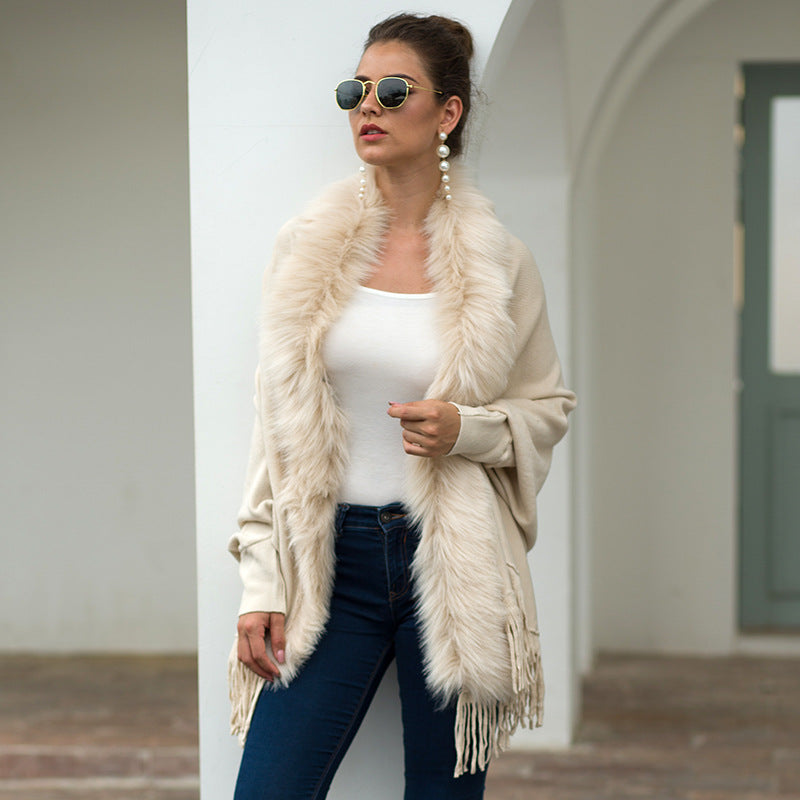 fur collar cardigan