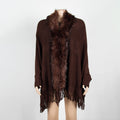 fur collar cape cardigan