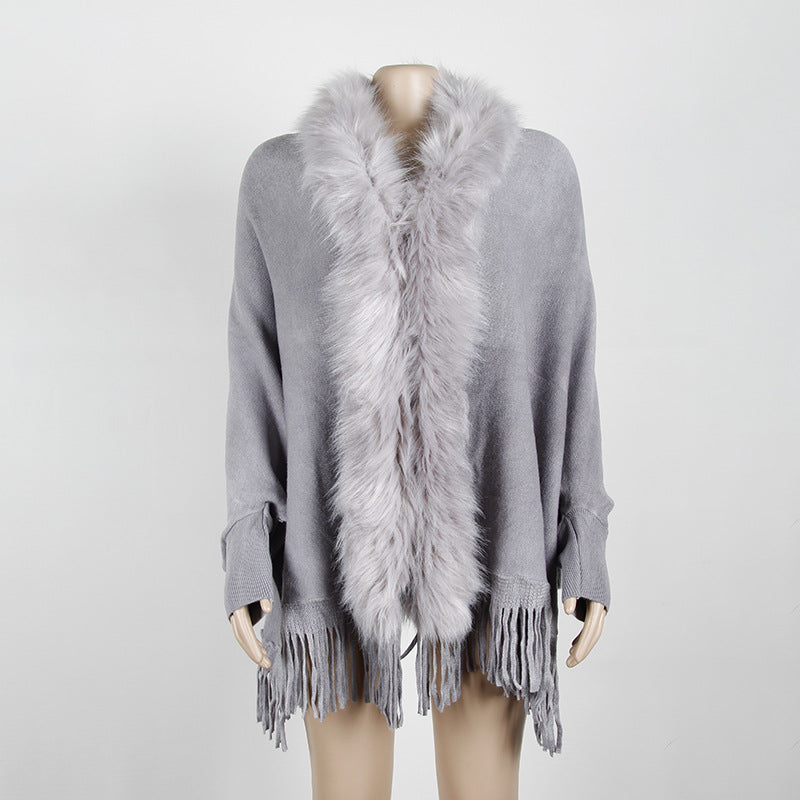 womens tassel cape cardigan