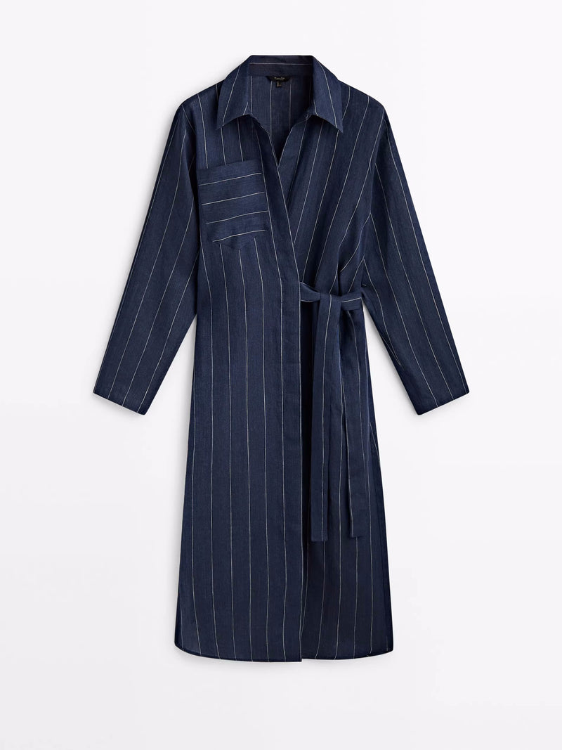 striped shirt dress navy blue