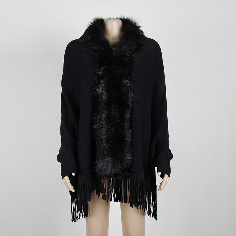 fur collar cardigan