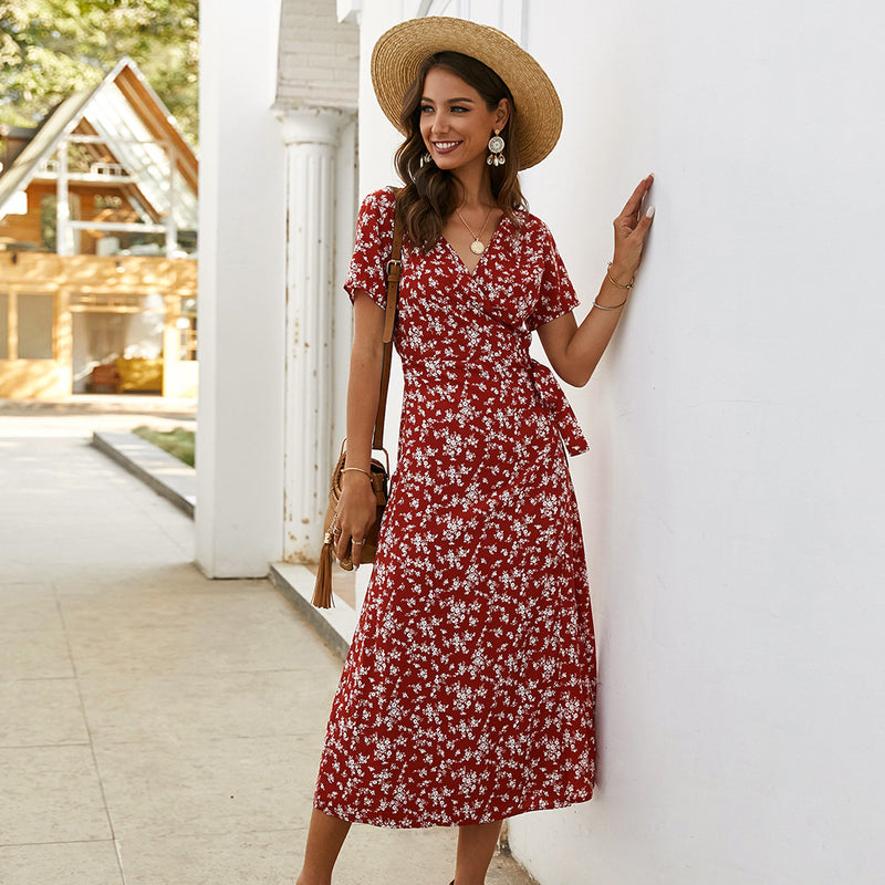 Floral Print Dress Short Sleeve 
