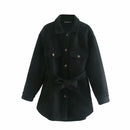 Black double-breasted short coat 
