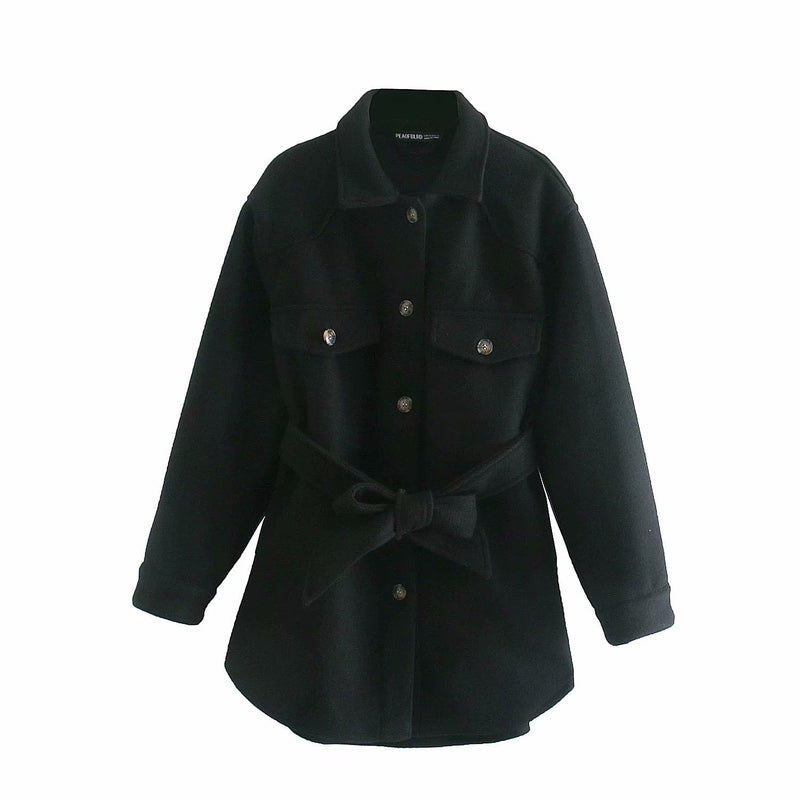 Black double-breasted short coat 
