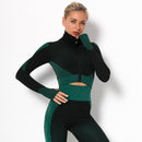 Dinazah Women Zipper Long Sleeve Yoga Top