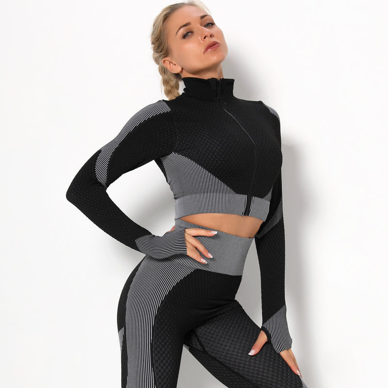 Dinazah Women Zipper Long Sleeve Yoga Top