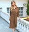 Collared Long Sleeve Shirt Dress with Button and Lace-up Detailing