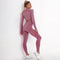 Dinazah Women Dot Jacquard Knitted Yoga Suit