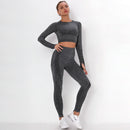Dinazah Women Dot Jacquard Knitted Yoga Suit