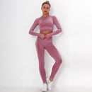 Dinazah Women Dot Jacquard Knitted Yoga Suit