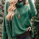 Solid Color Pullover High Collar Sweater