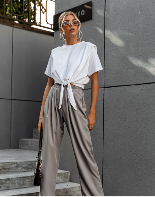 Women's wide leg chiffon pants