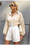 Ruffled zipper solid women shorts