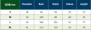 size chart for long sleeve coat